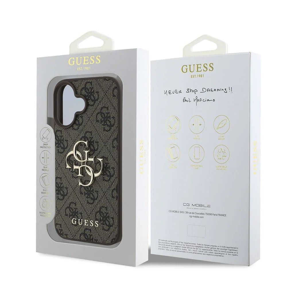 Custodia per Apple iPhone 16 Plus, Guess, 4G Big Logo, Marrone
