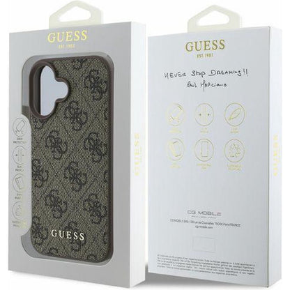 Custodia per Apple iPhone 16 Plus, Guess, 4G Classic, Marrone