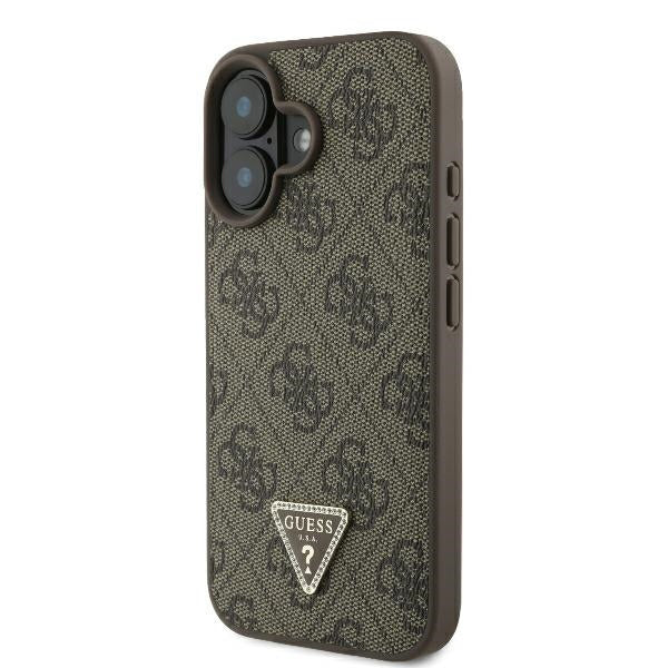 Case for Apple iPhone 16 Plus, Guess, 4G Triangle Strass, Brown