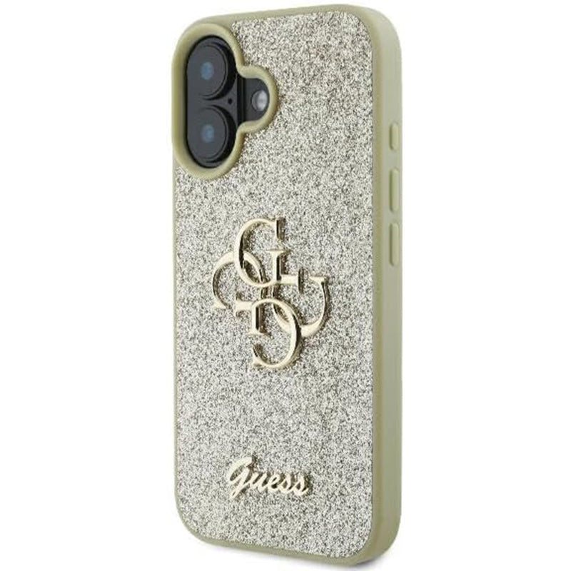 Custodia per Apple iPhone 16 Plus, Guess, Fixed Glitter Big 4G, Dorata