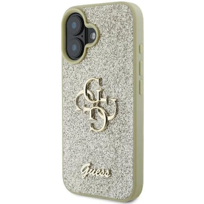 Custodia per Apple iPhone 16 Plus, Guess, Fixed Glitter Big 4G, Dorata