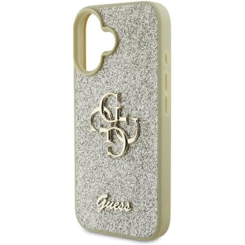 Custodia per Apple iPhone 16 Plus, Guess, Fixed Glitter Big 4G, Dorata