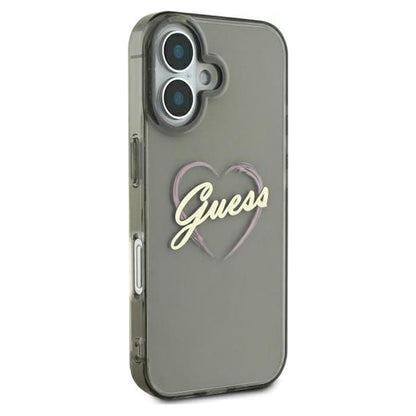 Custodia per Apple iPhone 16 Plus, Guess, IML Heart, Nera