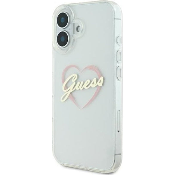 Case for Apple iPhone 16 Plus, Guess, IML Heart, Transparent