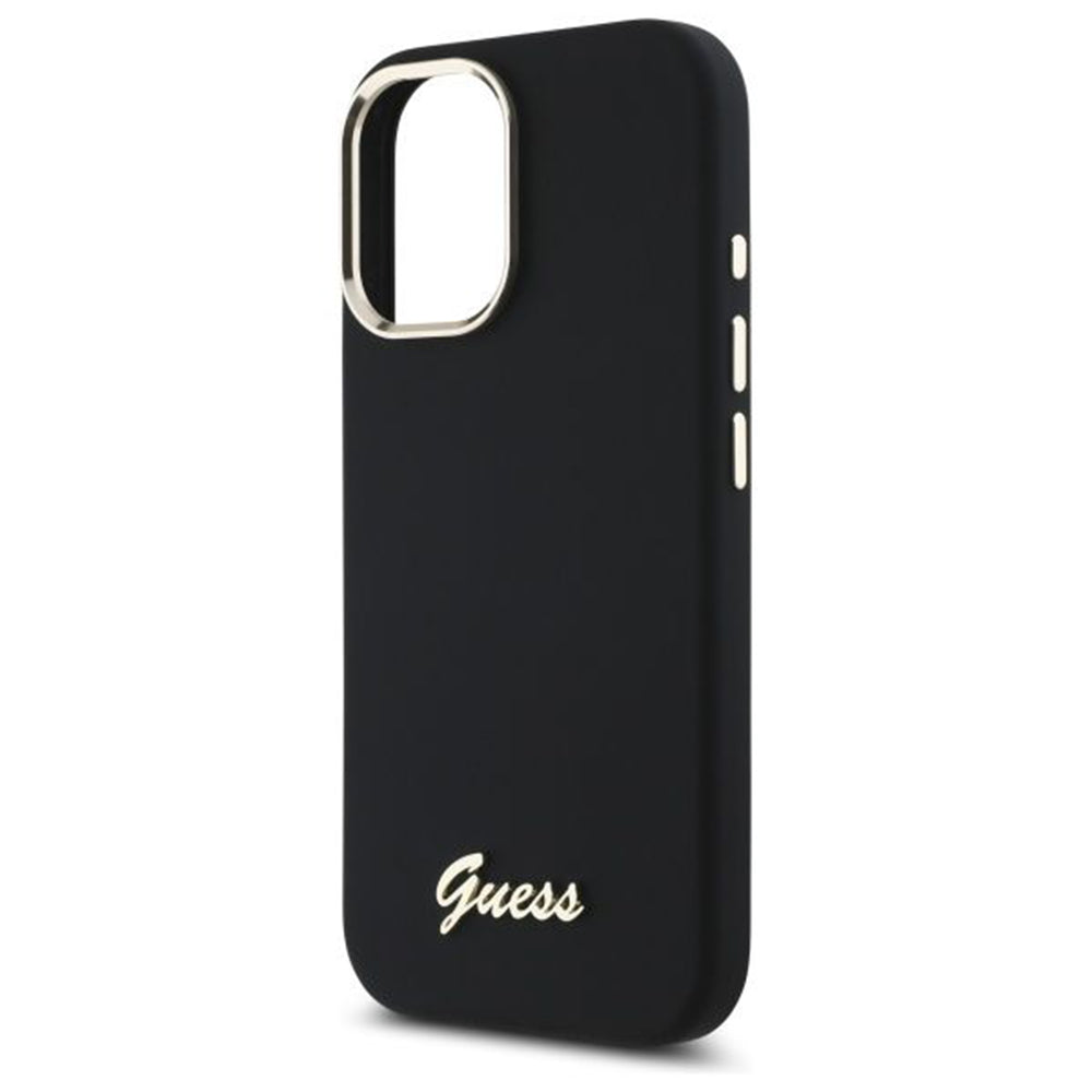 Case for Apple iPhone 16 Plus, Guess, Script Metal Logo & Frame, Black