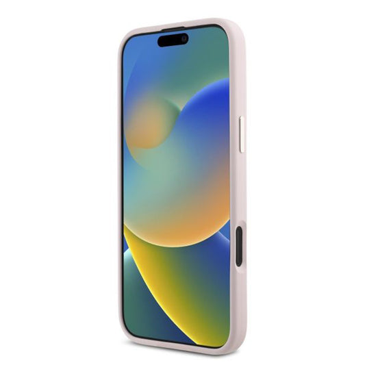 Custodia per Apple iPhone 16 Plus, Guess, Script Metal Logo & Frame, Rosa