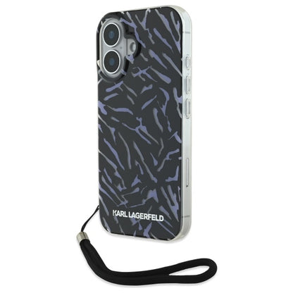 Custodia per Apple iPhone 16 Plus, Karl Lagerfeld, Zebra with Cord Strap, Viola