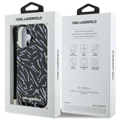 Custodia per Apple iPhone 16 Plus, Karl Lagerfeld, Zebra with Cord Strap, Viola
