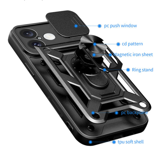 Custodia per Apple iPhone 16 Plus, Techsuit, CamShield, Nera