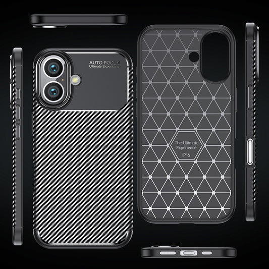Custodia per Apple iPhone 16 Plus, Techsuit, CarbonFiber, Nera