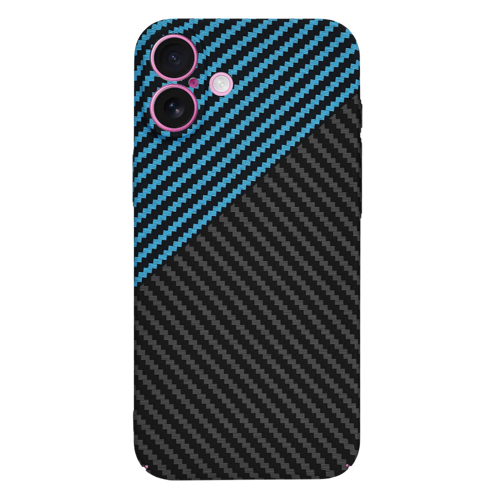 Custodia per Apple iPhone 16 Plus, Techsuit, Carbonite FiberShell, Nero Bleu