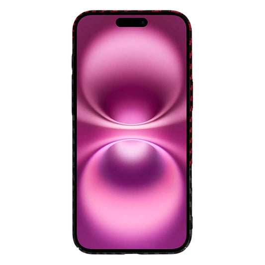 Custodia per Apple iPhone 16 Plus, Techsuit, Carbonite FiberShell, Nero Rosso