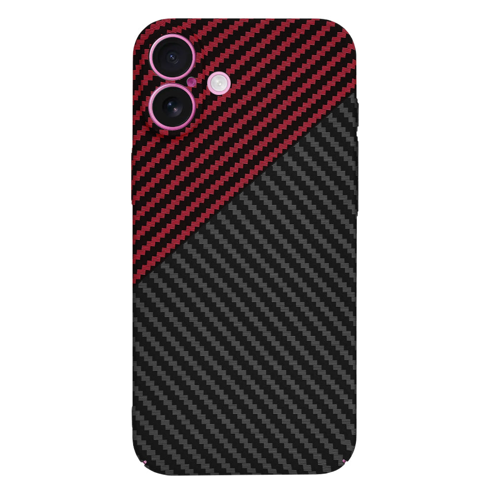 Custodia per Apple iPhone 16 Plus, Techsuit, Carbonite FiberShell, Nero Rosso