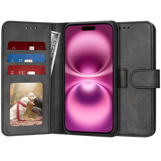 Custodia per Apple iPhone 16 Plus, Techsuit, Diary Book, Nera