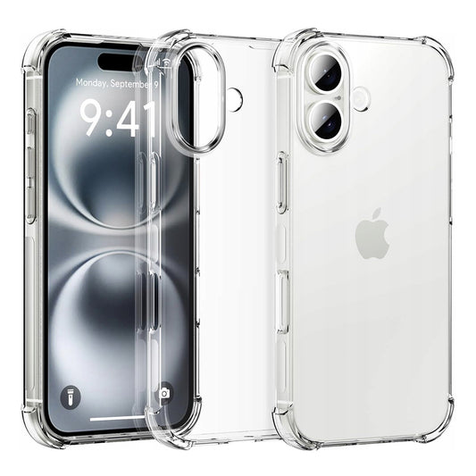 Custodia per Apple iPhone 16 Plus, Techsuit, Shockproof Clear (Foro Grande per Obiettivo), Trasparente