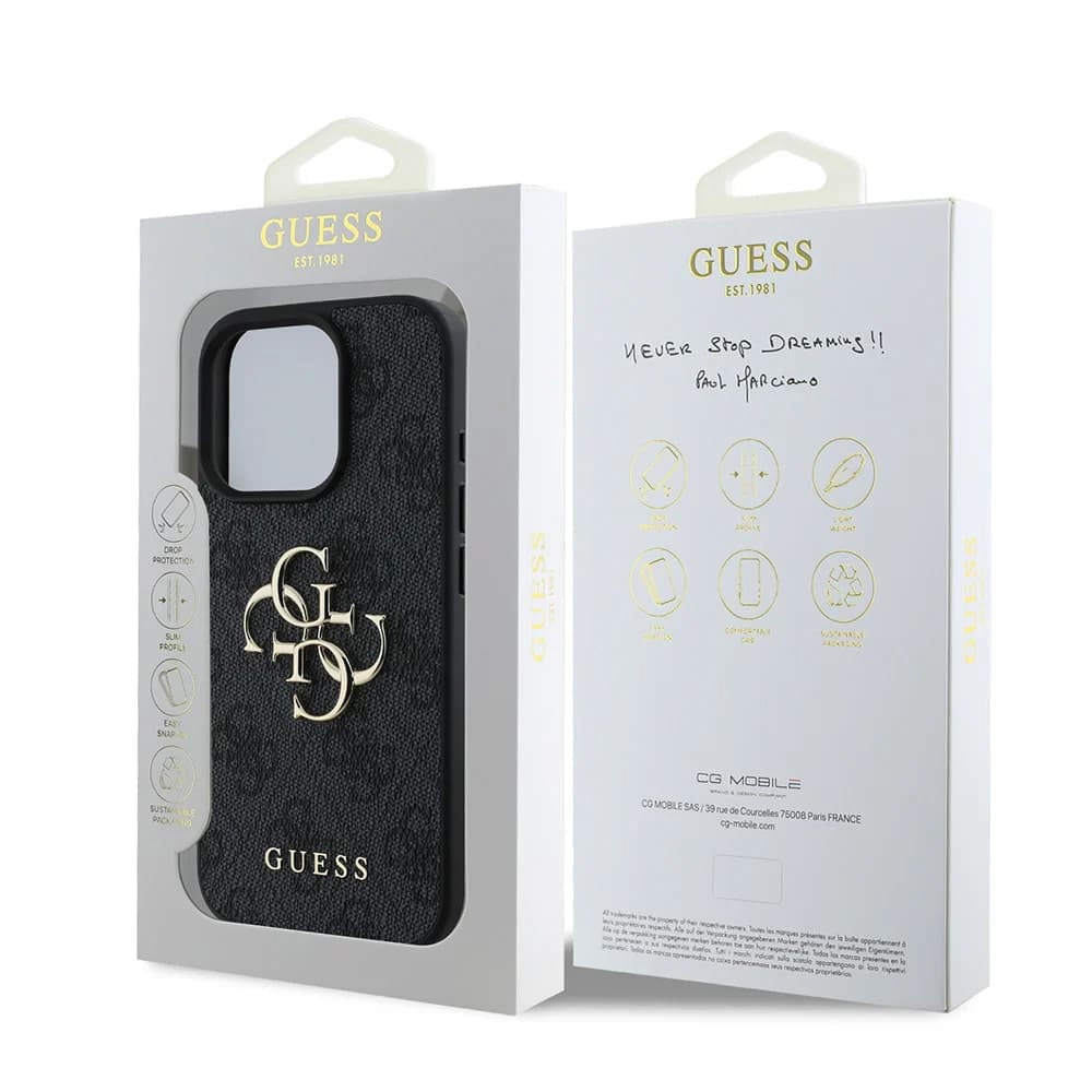 Custodia per Apple iPhone 16 Pro, Guess, 4G Big Logo, Nera