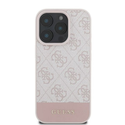 Custodia per Apple iPhone 16 Pro, Guess, 4G Bottom Stripe, Rosa