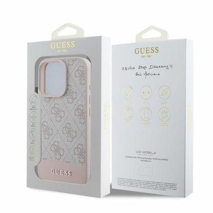 Custodia per Apple iPhone 16 Pro, Guess, 4G Bottom Stripe, Rosa