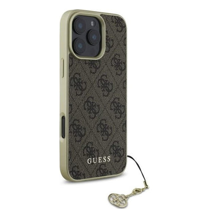 Custodia per Apple iPhone 16 Pro, Guess, 4G Charm, Marrone