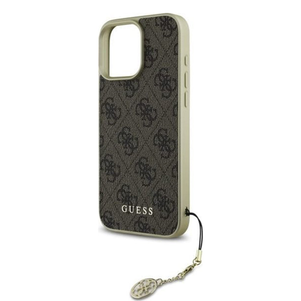 Custodia per Apple iPhone 16 Pro, Guess, 4G Charm, Marrone