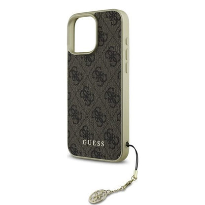 Custodia per Apple iPhone 16 Pro, Guess, 4G Charm, Marrone