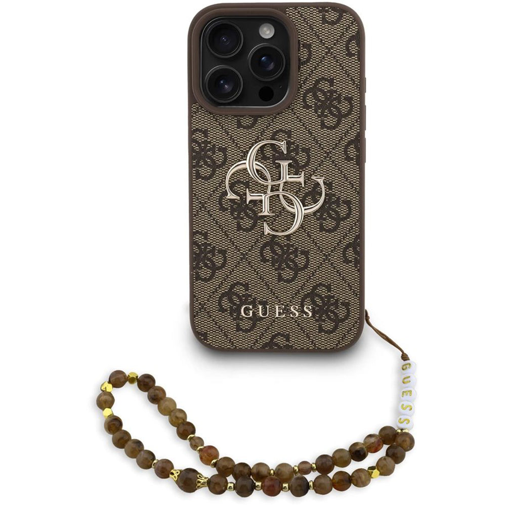 Custodia per Apple iPhone 16 Pro, Guess, 4G Classic Logo con Cinturino, Marrone
