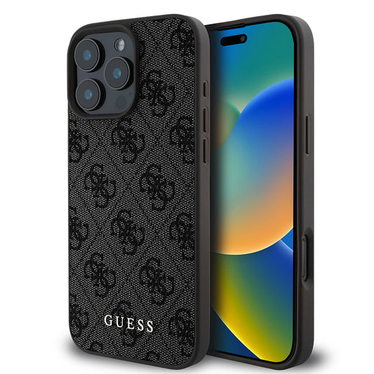 Custodia per Apple iPhone 16 Pro, Guess, 4G Classic, Nera