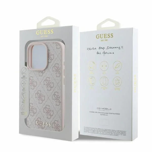 Custodia per Apple iPhone 16 Pro, Guess, 4G Classic, Rosa