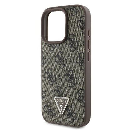 Custodia per Apple iPhone 16 Pro, Guess, Crossbody 4G Triangle Strass, Marrone