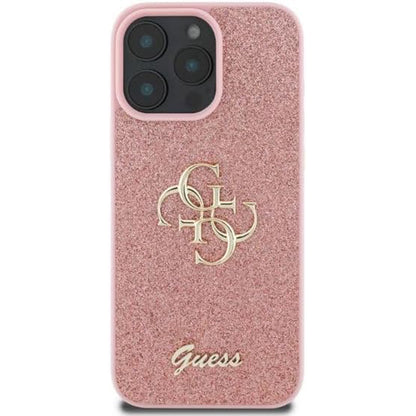 Custodia per Apple iPhone 16 Pro, Guess, Fixed Glitter Big 4G, Rosa