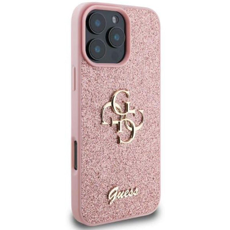 Custodia per Apple iPhone 16 Pro, Guess, Fixed Glitter Big 4G, Rosa