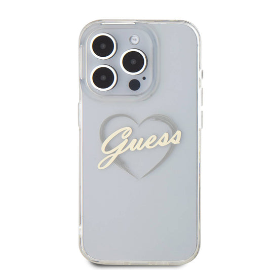 Custodia per Apple iPhone 16 Pro, Guess, IML Heart, Trasparente