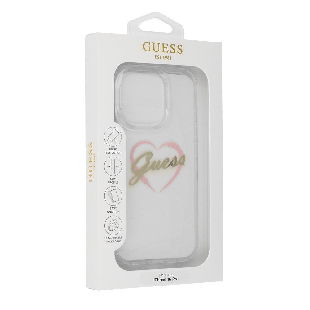 Case for Apple iPhone 16 Pro, Guess, IML Heart, Transparent