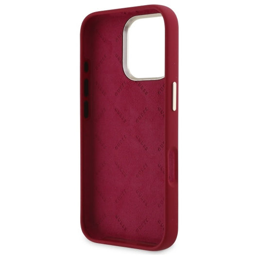 Case for Apple iPhone 16 Pro, Guess, Script Metal Logo, Pink