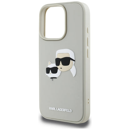 Custodia per Apple iPhone 16 Pro, Karl Lagerfeld, 3D Rubber Karl & Choupette, Beige