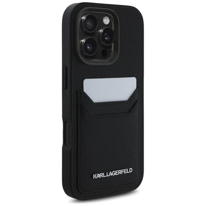Custodia per Apple iPhone 16 Pro, Karl Lagerfeld, Grained Cardslots, Nera