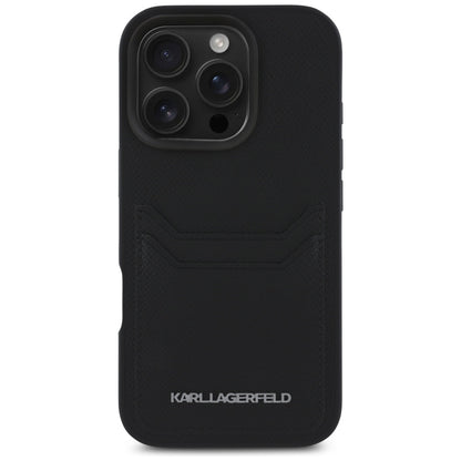 Custodia per Apple iPhone 16 Pro, Karl Lagerfeld, Grained Cardslots, Nera