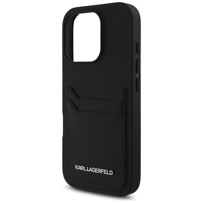 Custodia per Apple iPhone 16 Pro, Karl Lagerfeld, Grained Cardslots, Nera