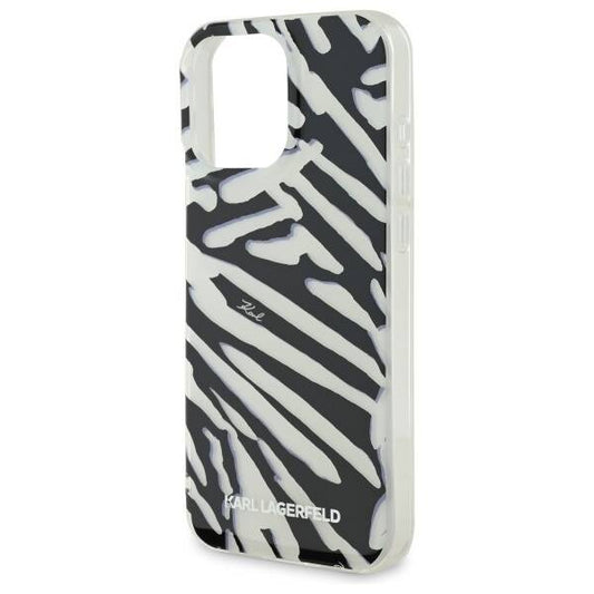 Custodia per Apple iPhone 16 Pro, Karl Lagerfeld, IML Luxury Zebra Pattern con Cinturino, Nera