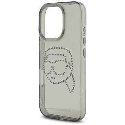 Custodia per Apple iPhone 16 Pro, Karl Lagerfeld, IML Rhinestones Karl's Head, Nera