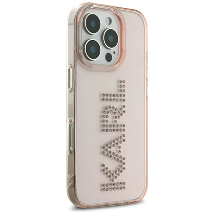Custodia per Apple iPhone 16 Pro, Karl Lagerfeld, IML Rhinestones Pink Logo, Rosa