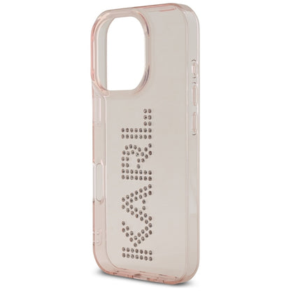 Custodia per Apple iPhone 16 Pro, Karl Lagerfeld, IML Rhinestones Pink Logo, Rosa