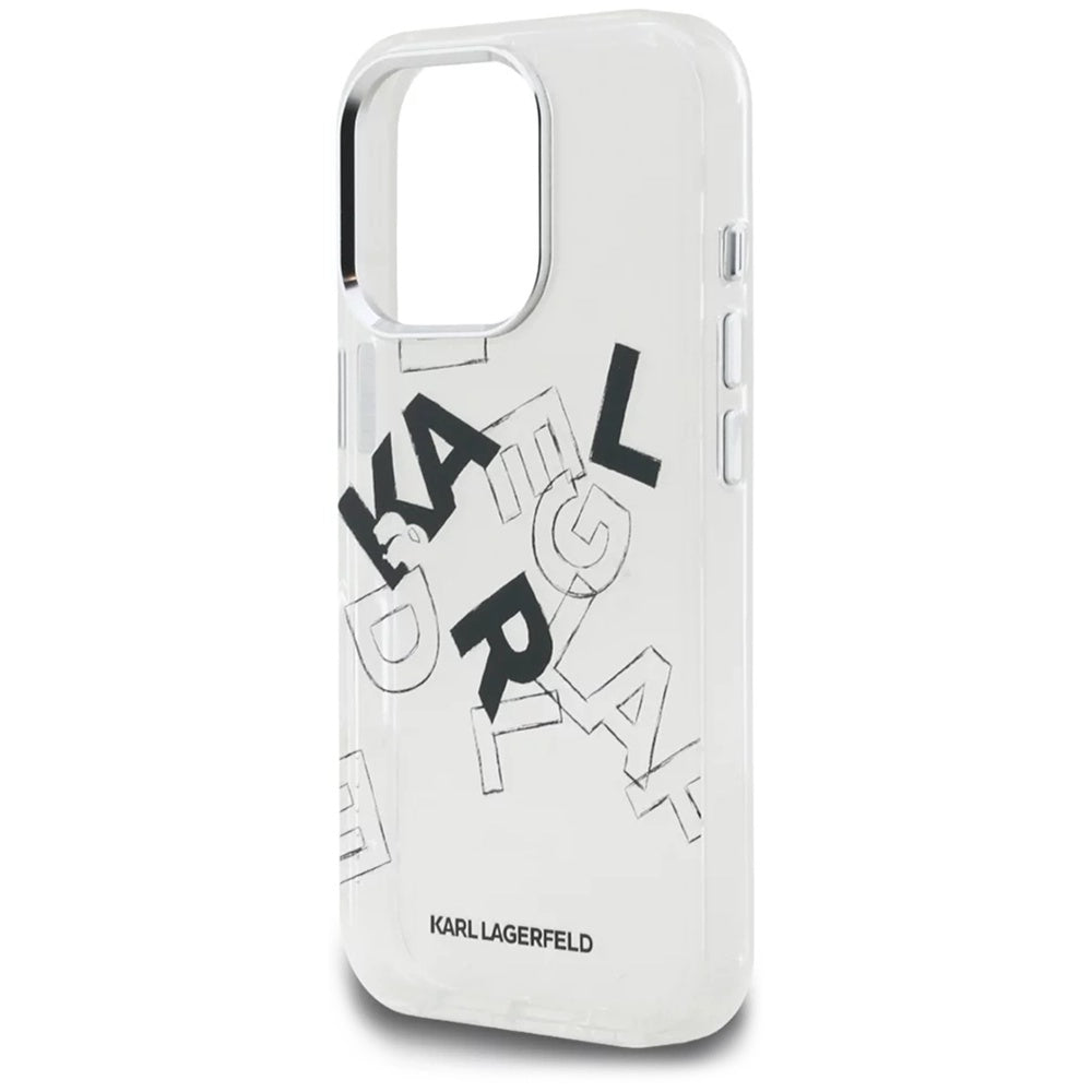 Custodia per Apple iPhone 16 Pro, Karl Lagerfeld, IML Sketched Graphic Logo, Trasparente