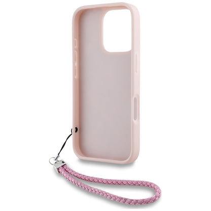 Custodia per Apple iPhone 16 Pro, Karl Lagerfeld, Quilted Initial Logo & Chain Strap, Rosa