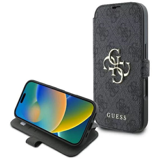 Custodia per Apple iPhone 16 Pro Max, Guess, 4G Book, Nera