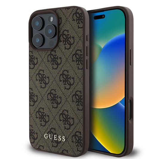 Custodia per Apple iPhone 16 Pro Max, Guess, 4G Classic, Marrone
