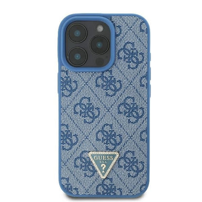 Custodia per Apple iPhone 16 Pro Max, Guess, Crossbody 4G Triangle Strass, Blu