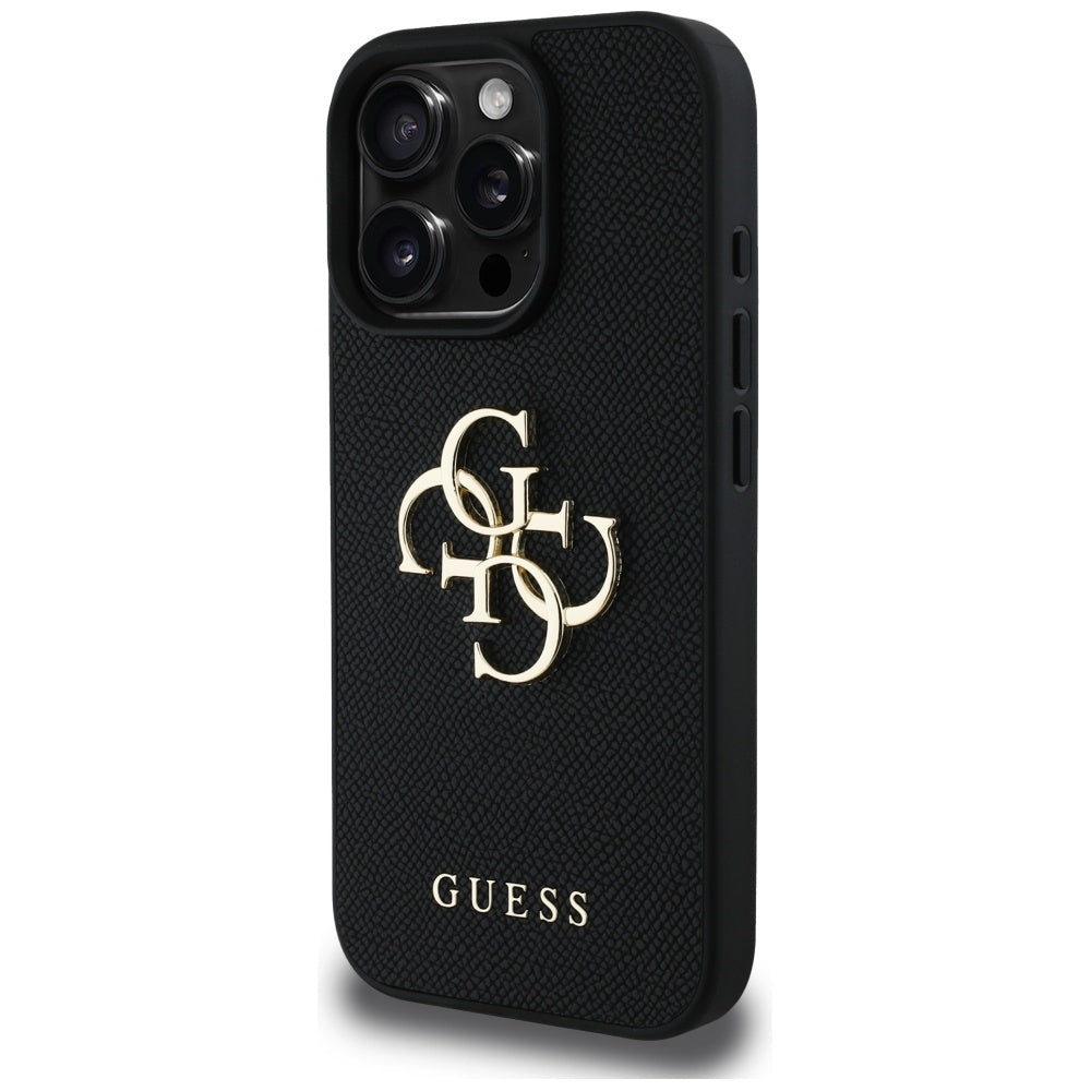 Custodia per Apple iPhone 16 Pro Max, Guess, Grained Big 4G Logo Small Classic Logo, Nera