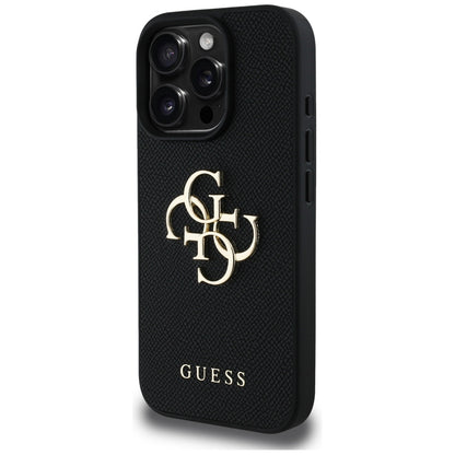 Custodia per Apple iPhone 16 Pro Max, Guess, Grained Big 4G Logo Small Classic Logo, Nera