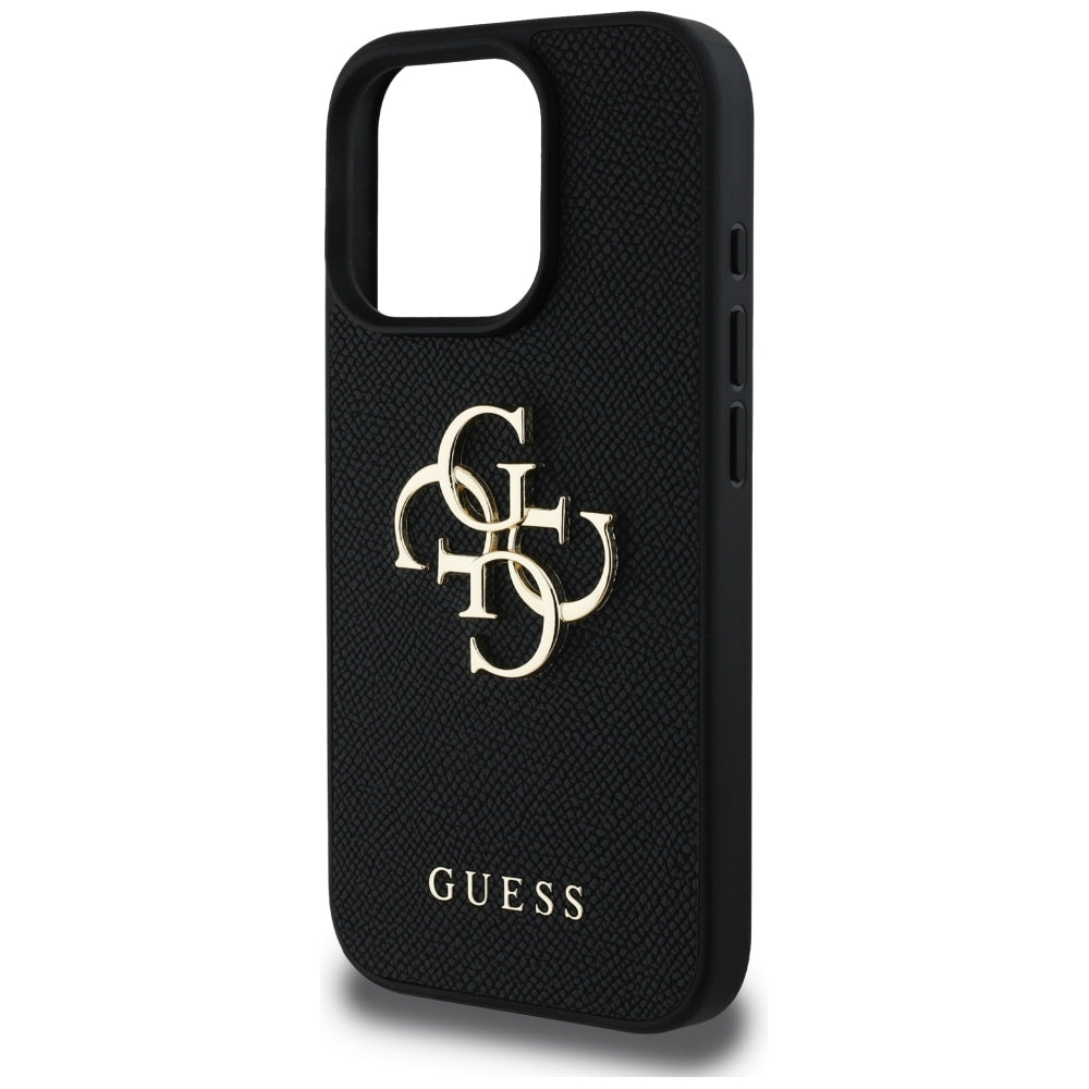 Custodia per Apple iPhone 16 Pro Max, Guess, Grained Big 4G Logo Small Classic Logo, Nera